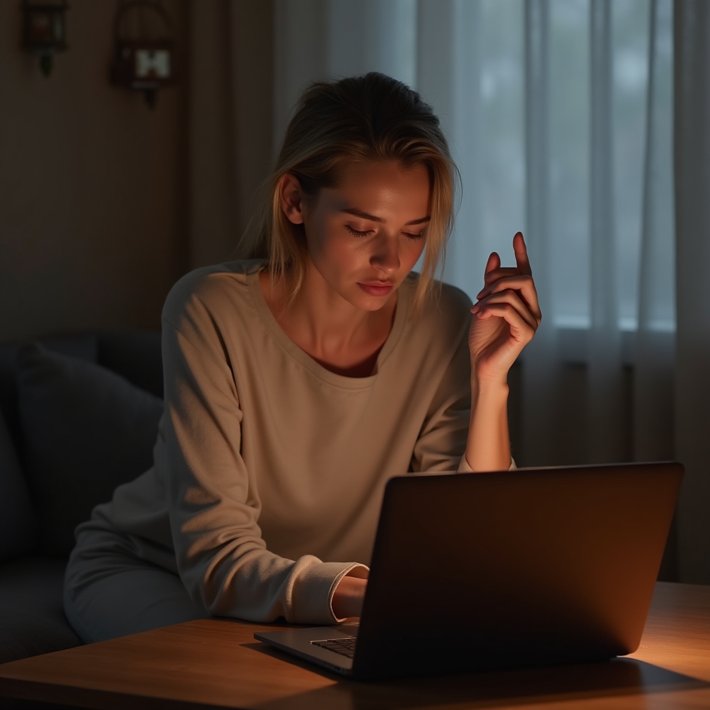 Persoană care evită să privească documentele financiare din anxietate